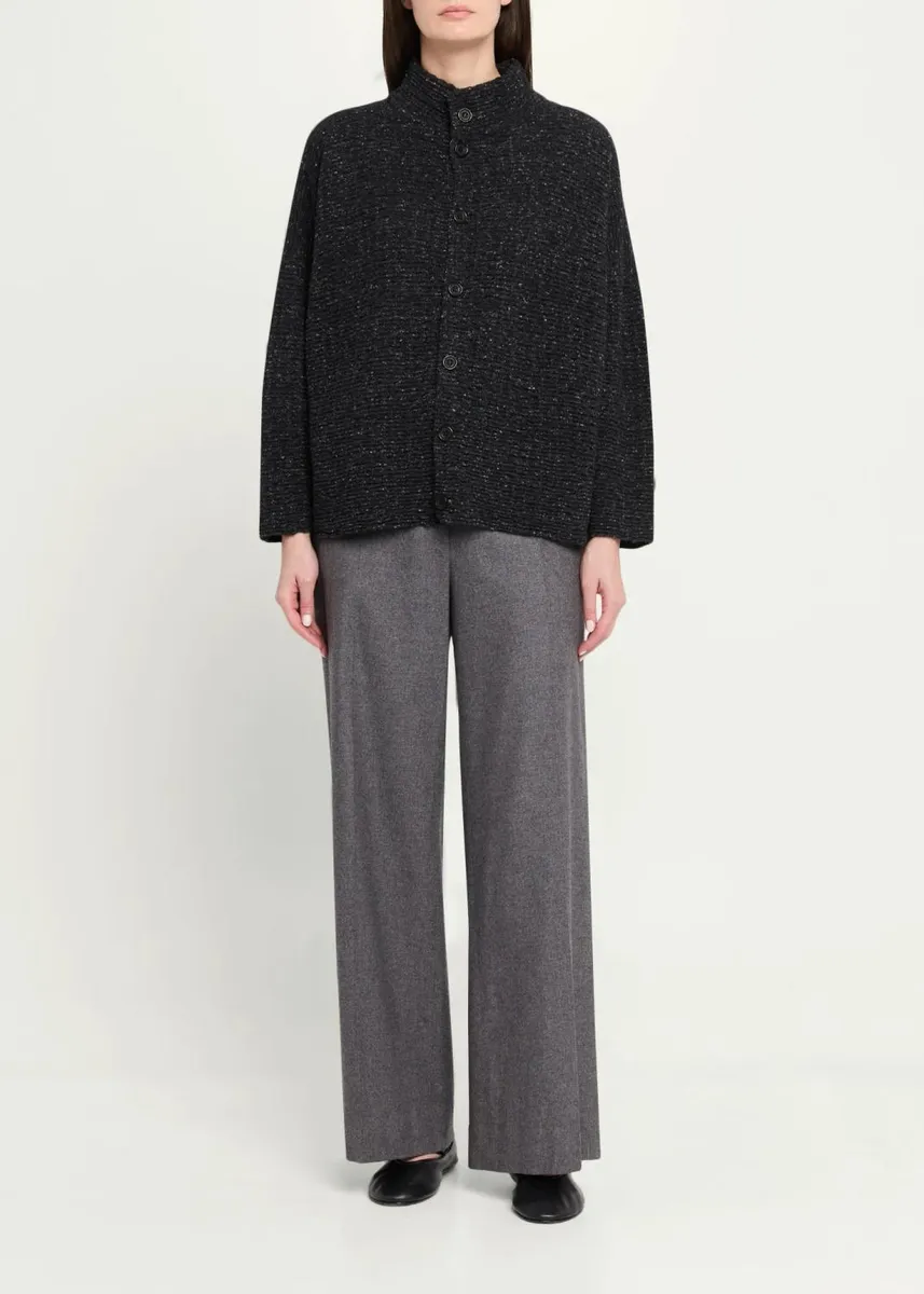 Eskandar 3/4 Width High Neck Cardigan - Mid Length | Thumbnail 2 Eskandar 3/4 Width High Neck Cardigan - Mid Length | Thumbnail 2
