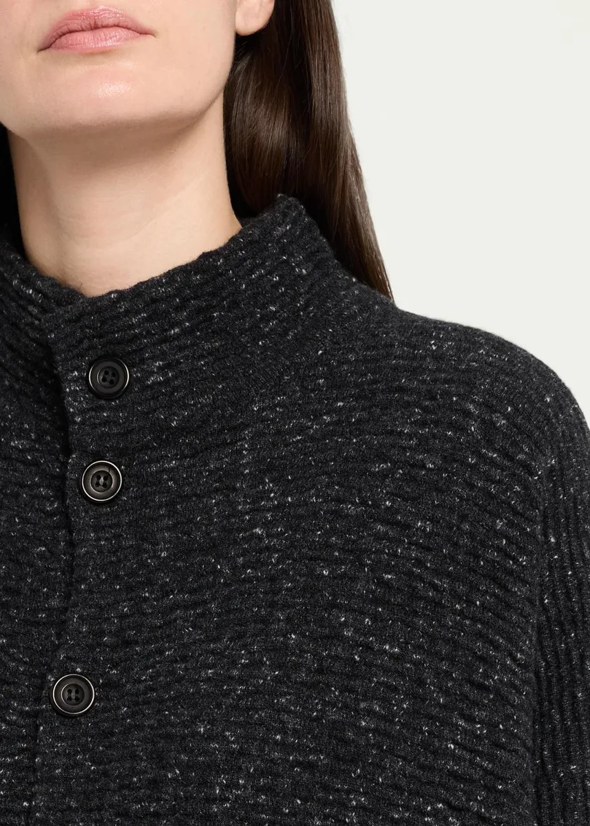 Eskandar 3/4 Width High Neck Cardigan - Mid Length | Thumbnail 5 Eskandar 3/4 Width High Neck Cardigan - Mid Length | Thumbnail 5