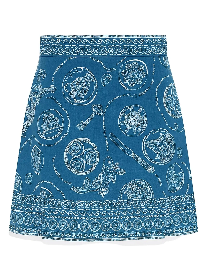ALÉMAIS Lucky Printed Linen Mini Skirt