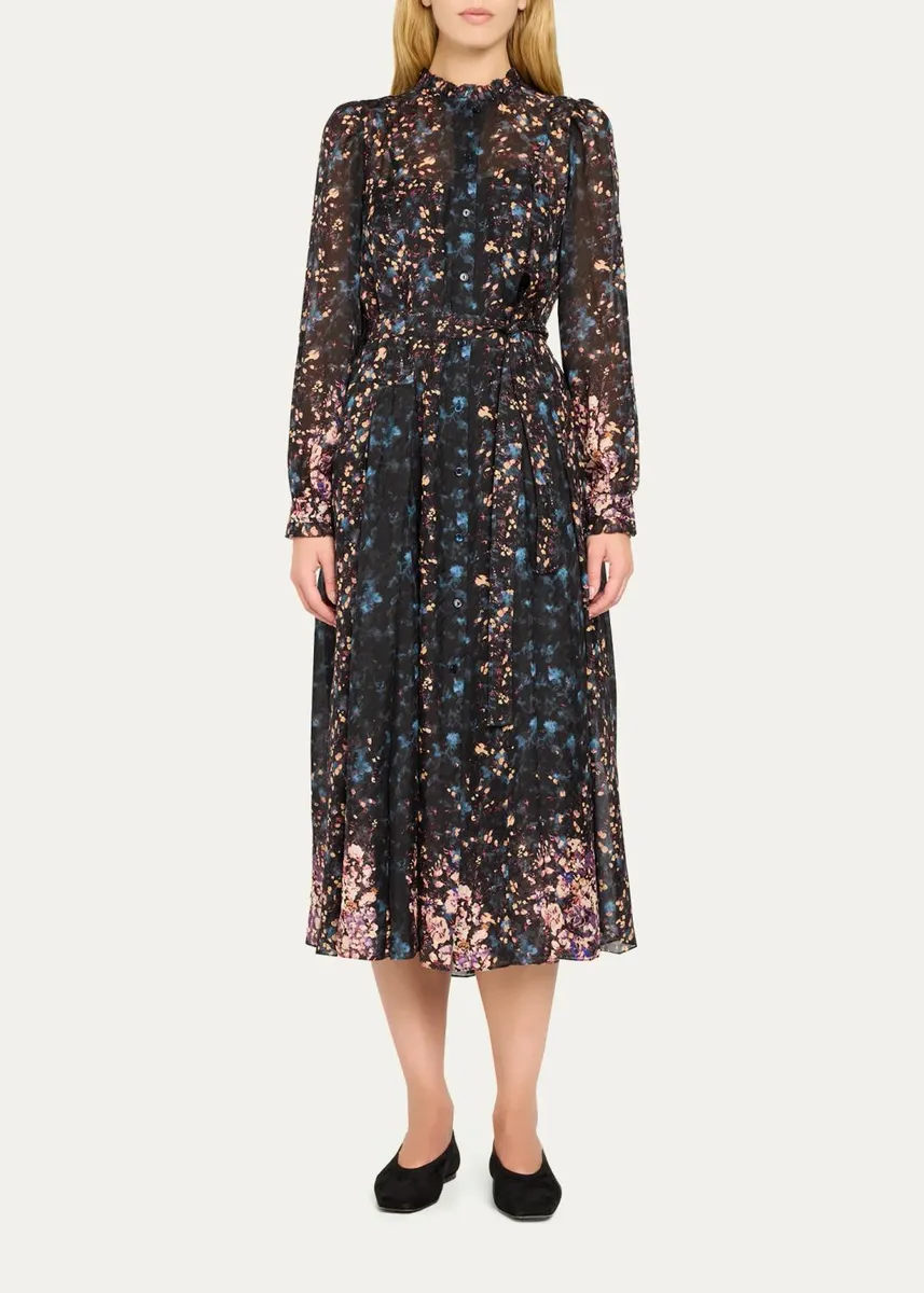 Ulla Johnson Tessa Floral Silk Midi Shirtdress | Thumbnail 2 Ulla Johnson Tessa Floral Silk Midi Shirtdress | Thumbnail 2