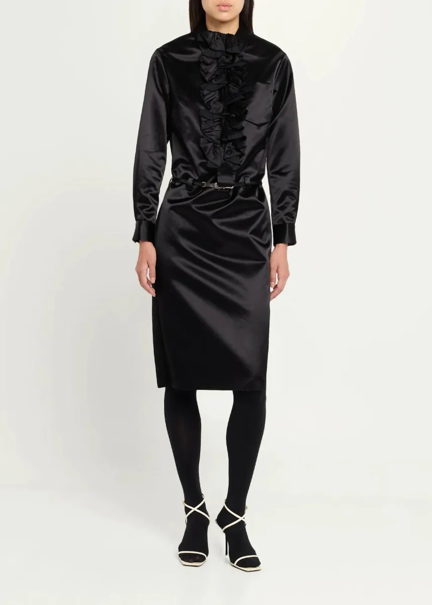 Marc Jacobs Runway Ruffled Satin Knee-Length Dress | Thumbnail 4 Marc Jacobs Runway Ruffled Satin Knee-Length Dress | Thumbnail 4
