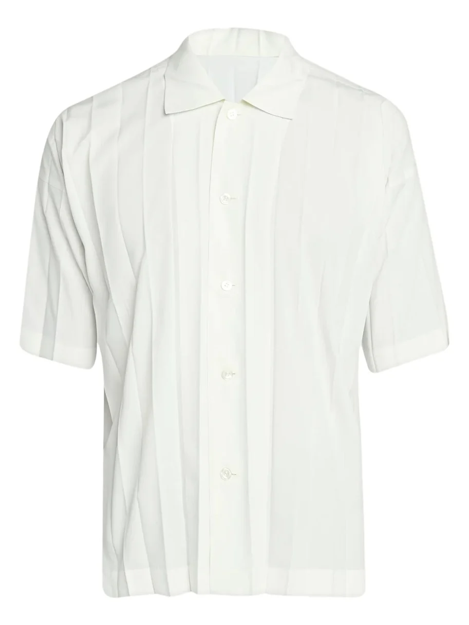 Homme Plissé Issey Miyake Men's Edge Pleated Short-Sleeve Shirt