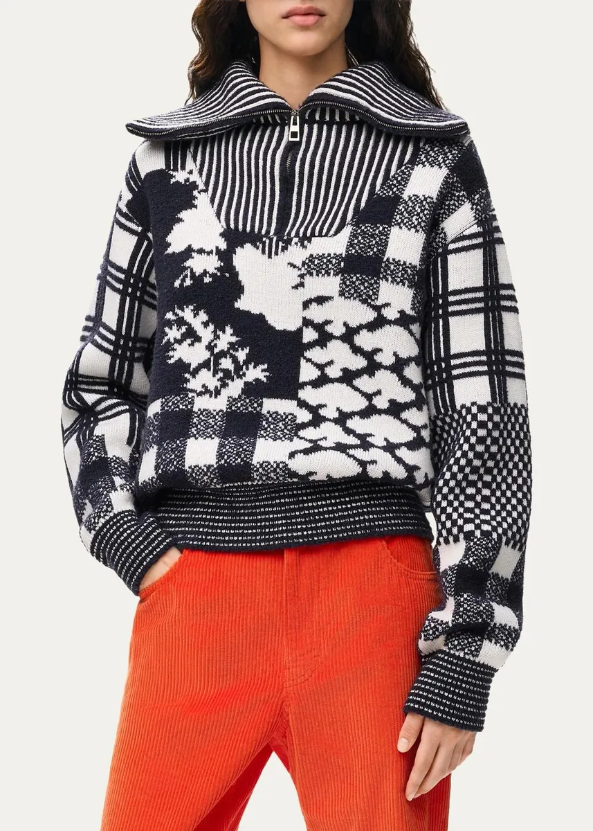 Loewe Geometric Patchwork Half-Zip Sweater | Thumbnail 4 Loewe Geometric Patchwork Half-Zip Sweater | Thumbnail 4
