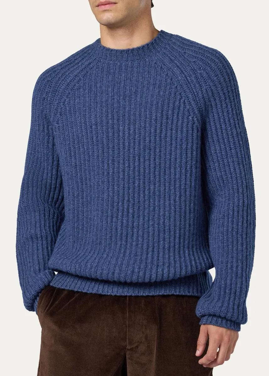 Sease Men's Cashmere Rib Raglan Crewneck Sweater | Thumbnail 3