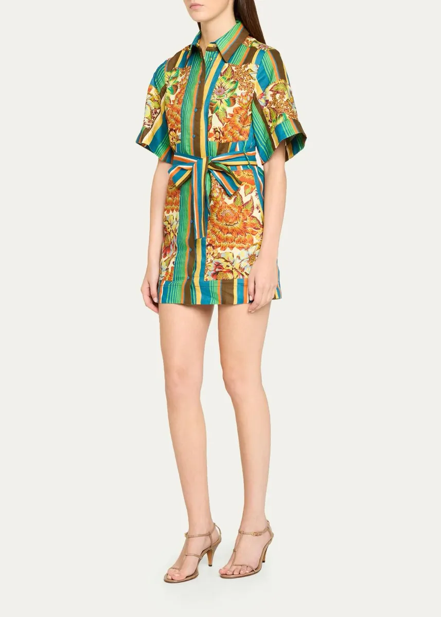 ALÉMAIS Charlie Belted Linen Mini Dress | Thumbnail 4