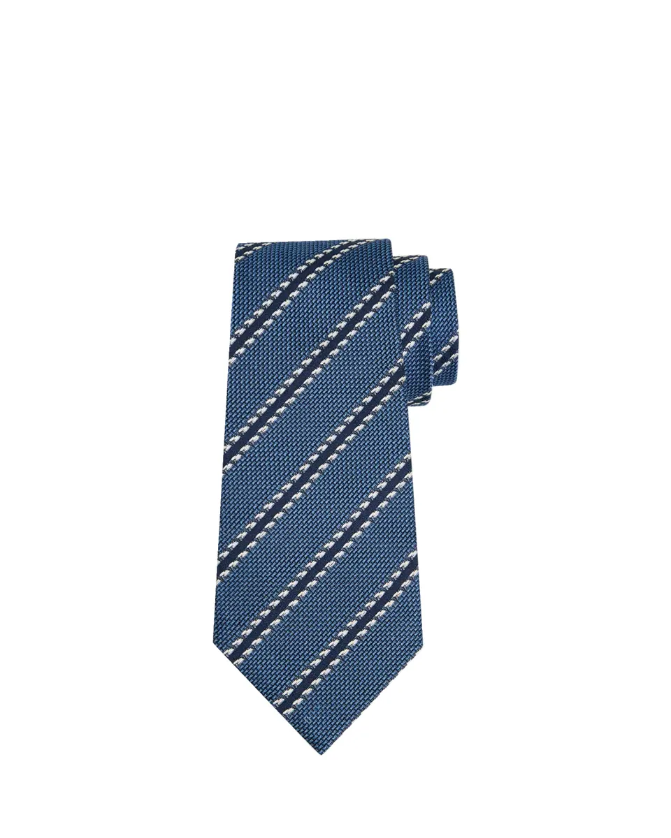 Zegna Men's Jacquard Stripe Silk Tie | Thumbnail 2