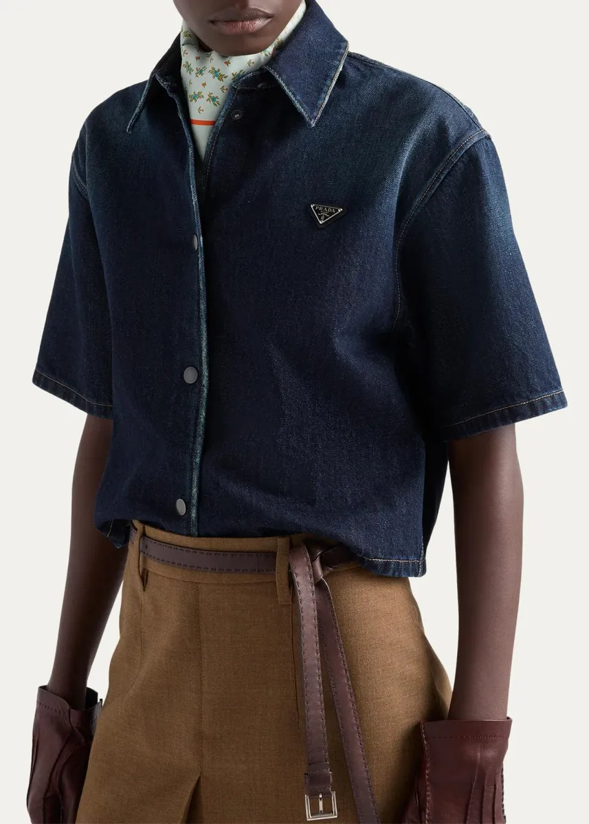 Prada Cotton Cropped Shirt | Thumbnail 4