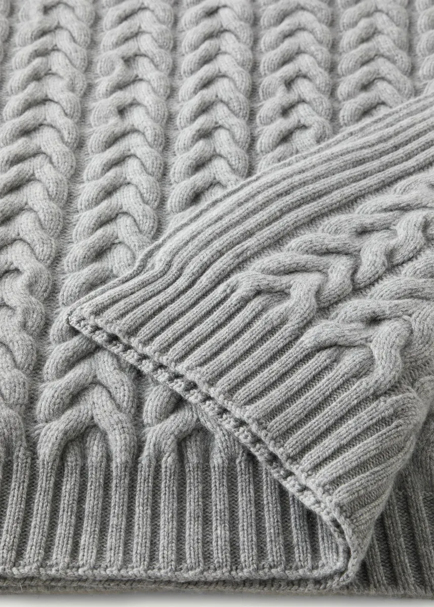 Sofia Cashmere Braided Cable-Knit Throw Blanket | Thumbnail 2 Sofia Cashmere Braided Cable-Knit Throw Blanket | Thumbnail 2