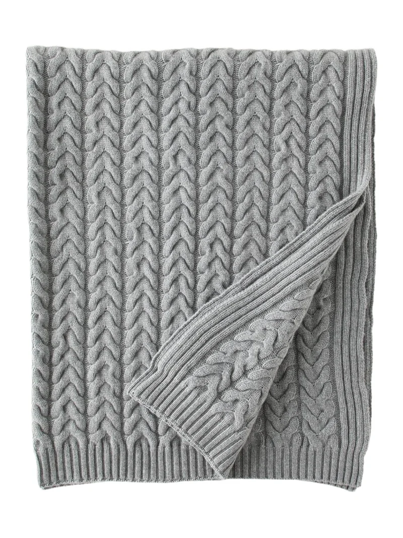 Sofia Cashmere Braided Cable-Knit Throw Blanket