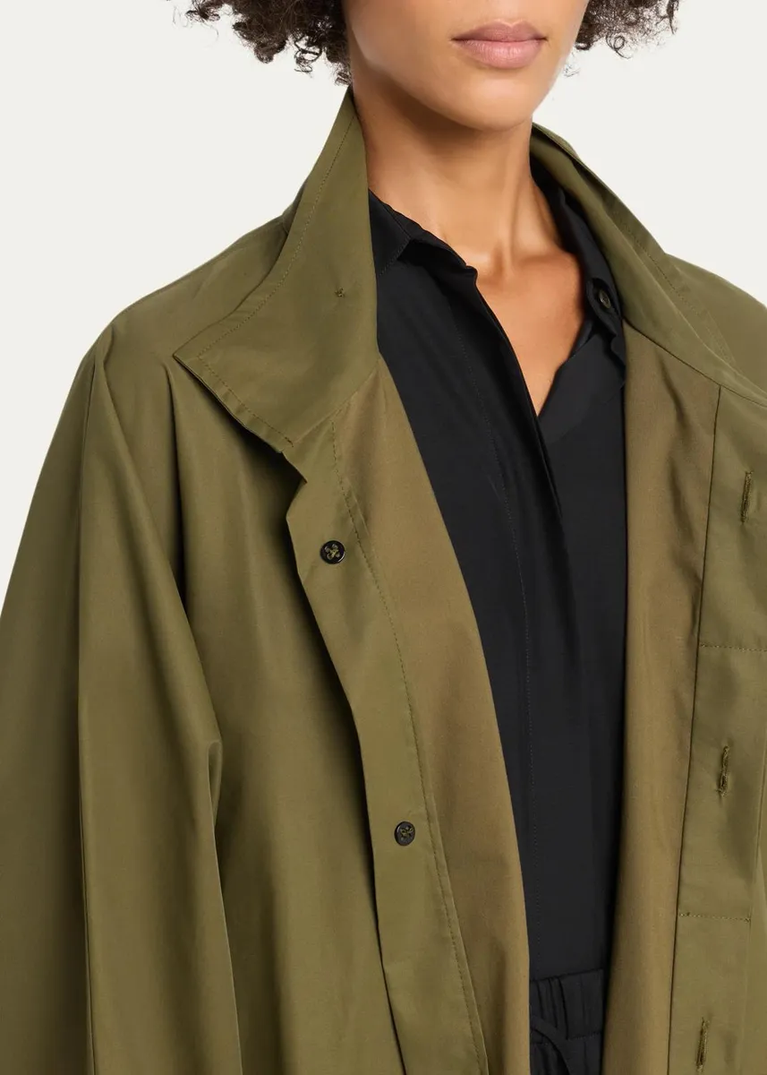 Eskandar Extra Wide Sloped Shoulder Raincoat With Tabs - 3/4 Length | Thumbnail 4
