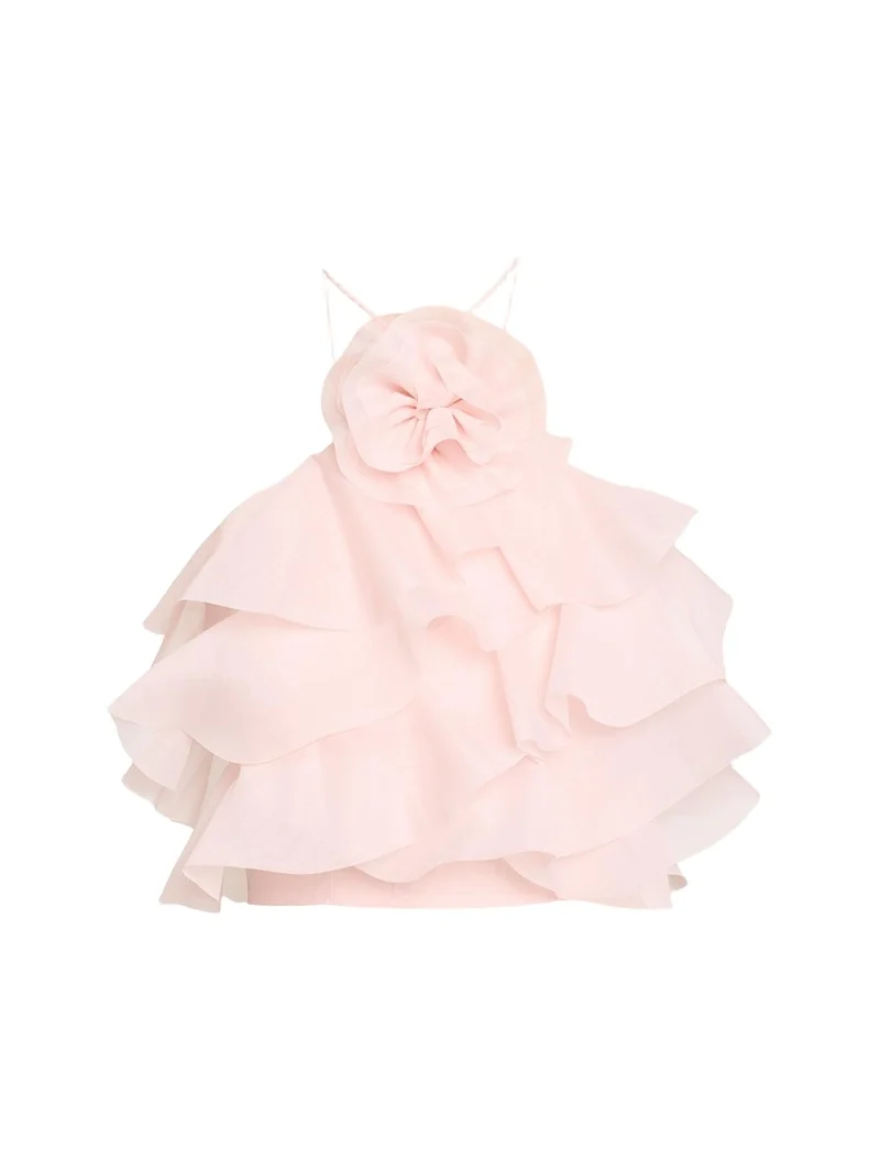 Aje Villa Tiered Ruffle Halter Top