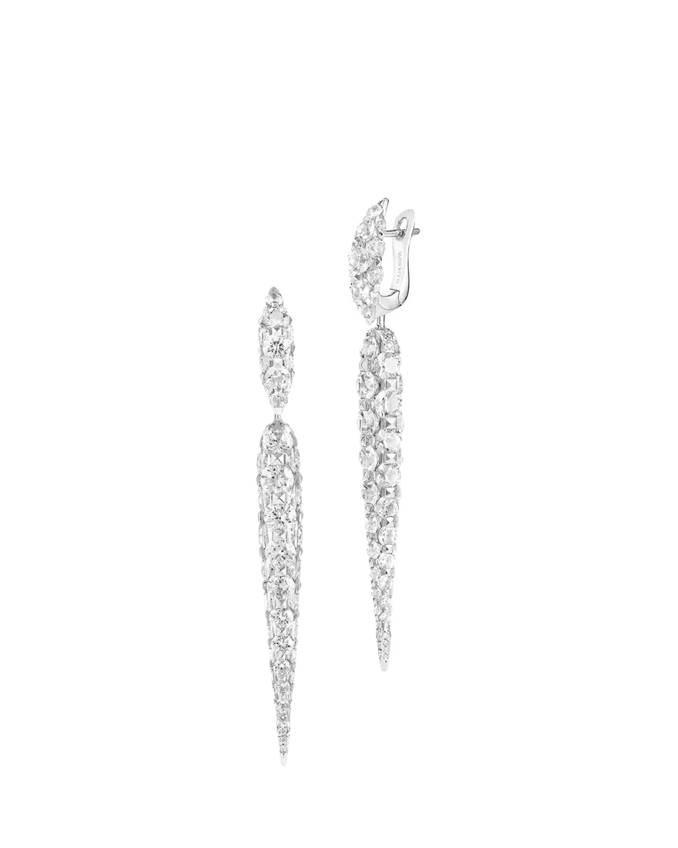 Boghossian 18K White Gold Diamond Merveilles Icicle Medium Earrings | Thumbnail 2 Boghossian 18K White Gold Diamond Merveilles Icicle Medium Earrings | Thumbnail 2