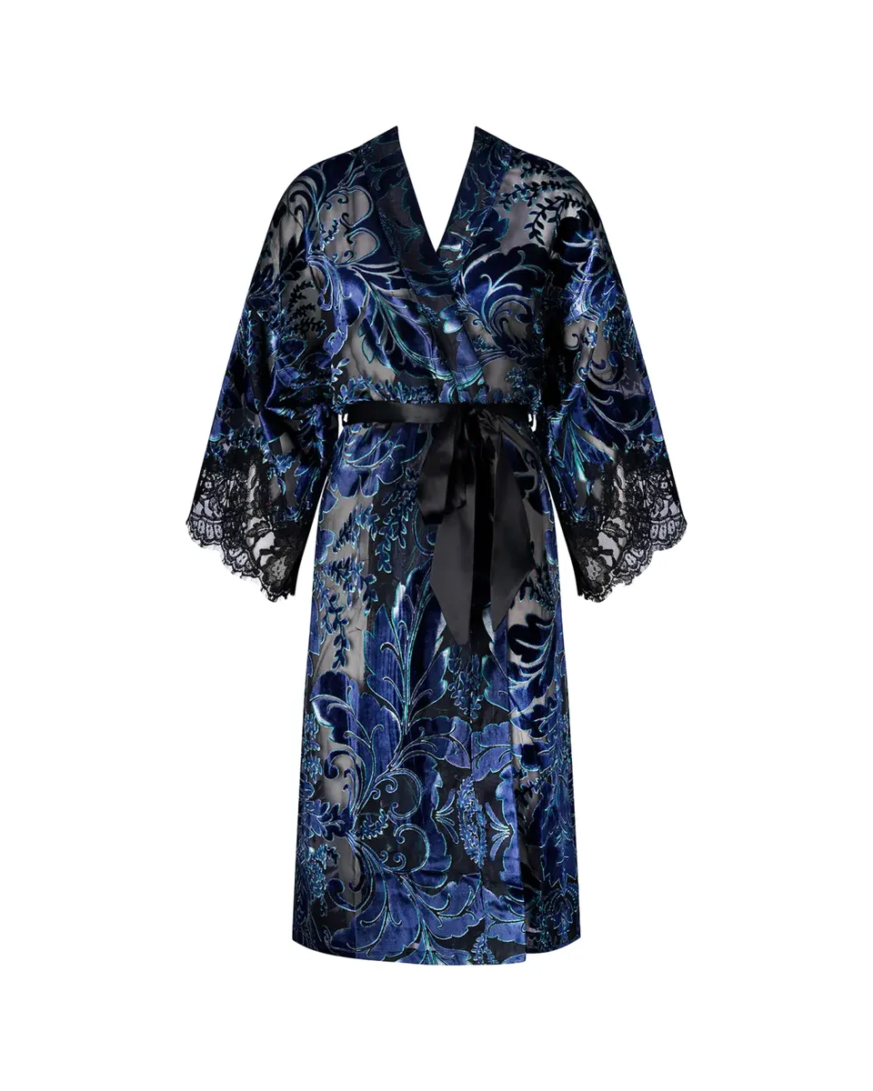 Lise Charmel Lace-Trim Burnout Velvet Robe | Thumbnail 2