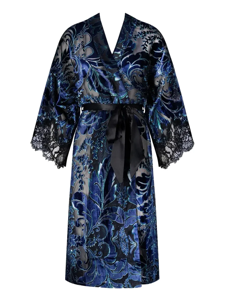 Lise Charmel Lace-Trim Burnout Velvet Robe
