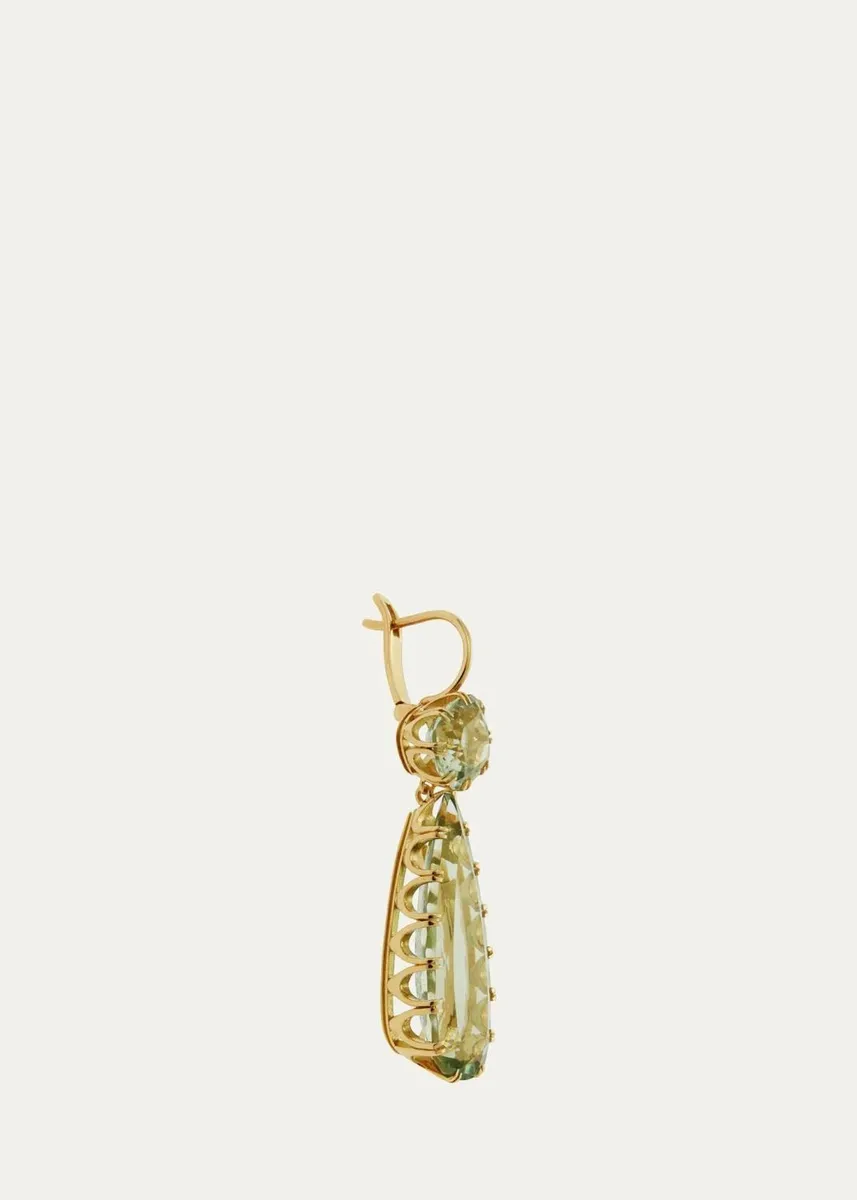 Ileana Makri 18K Yellow Gold Double Crown Drop Earrings with Green Amethyst | Thumbnail 3 Ileana Makri 18K Yellow Gold Double Crown Drop Earrings with Green Amethyst | Thumbnail 3