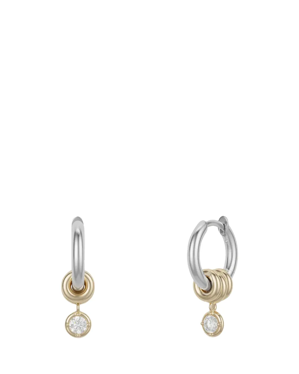 Spinelli Kilcollin Zahra 18K Gold and Sterling Silver Diamond Drop Huggie Earrings | Thumbnail 2