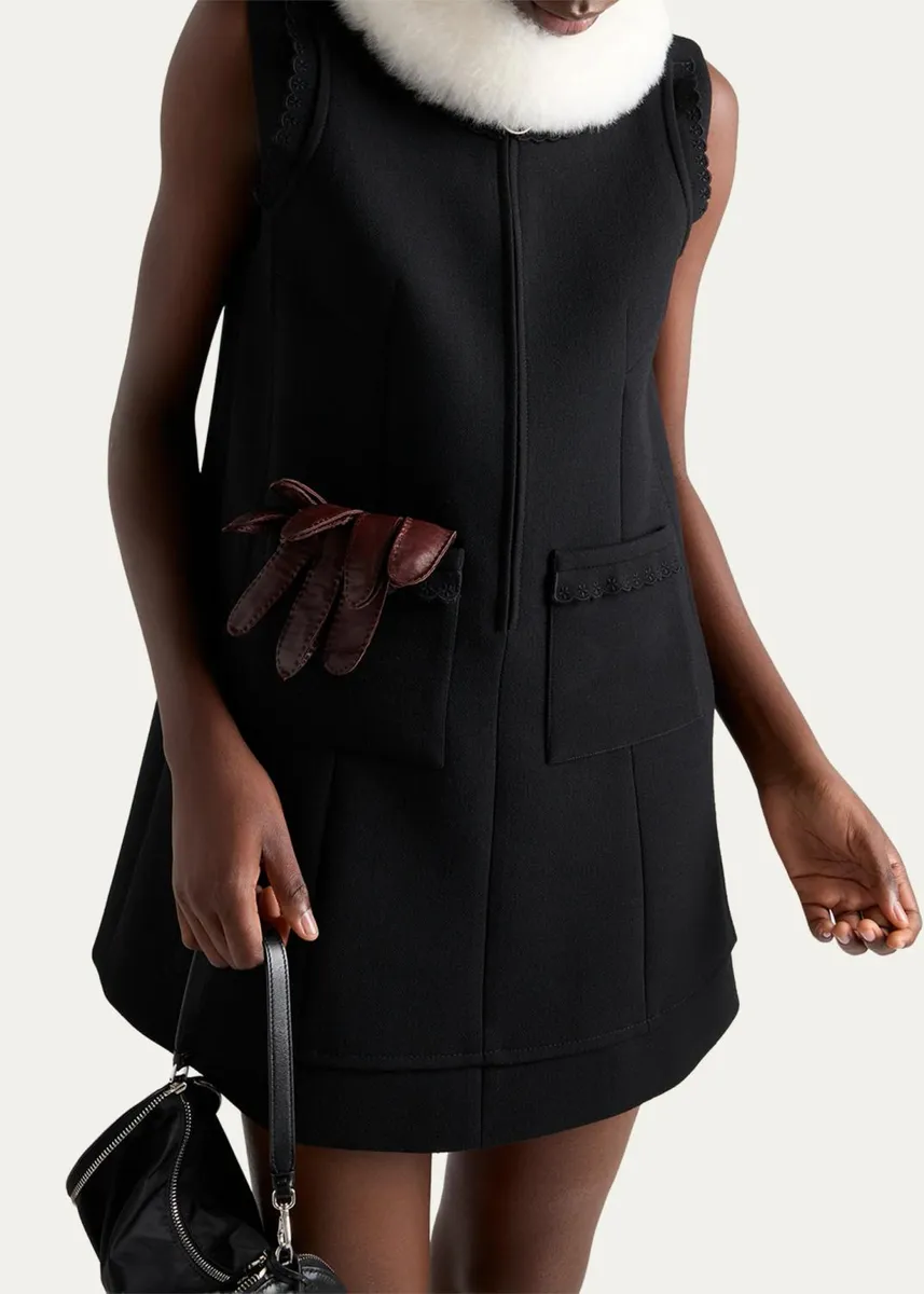 Prada Wool A-Line Mini Dress | Thumbnail 4 Prada Wool A-Line Mini Dress | Thumbnail 4