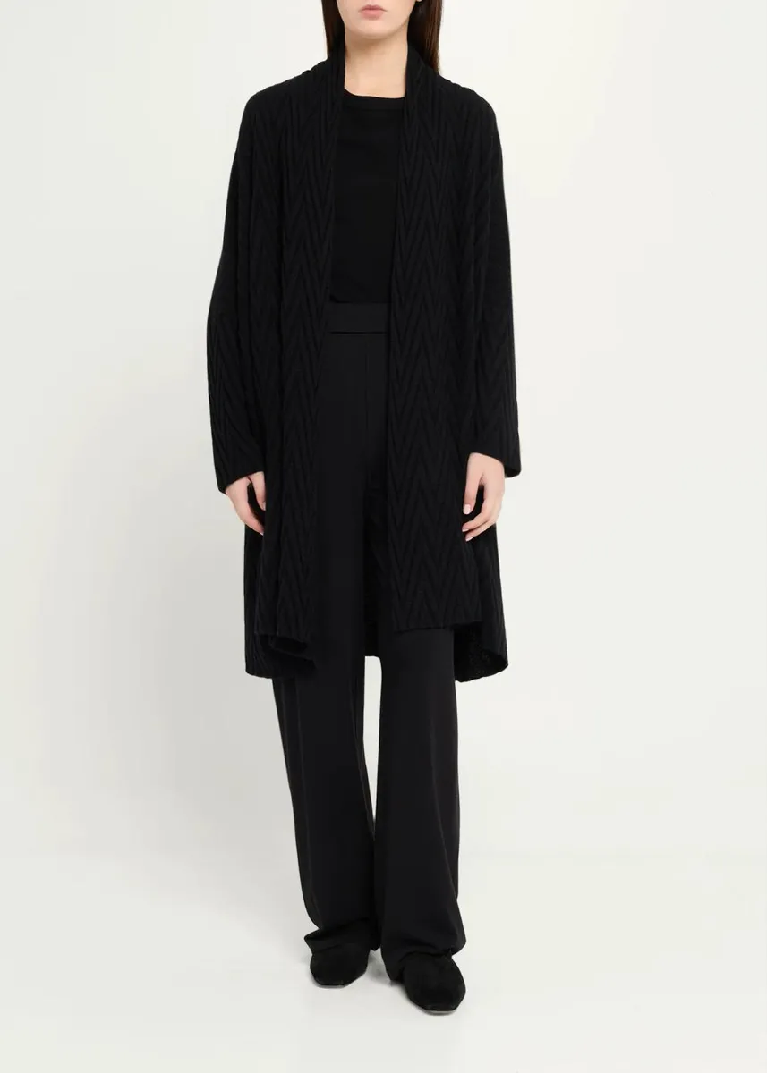 Eskandar Cashmere Scrunch Shawl Collar Cardigan - Very Long Length | Thumbnail 2 Eskandar Cashmere Scrunch Shawl Collar Cardigan - Very Long Length | Thumbnail 2