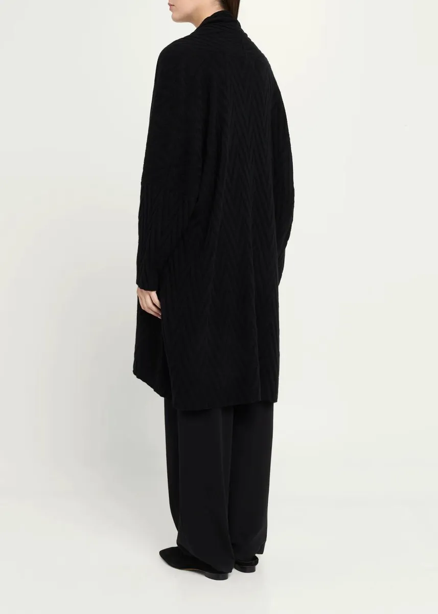 Eskandar Cashmere Scrunch Shawl Collar Cardigan - Very Long Length | Thumbnail 3 Eskandar Cashmere Scrunch Shawl Collar Cardigan - Very Long Length | Thumbnail 3