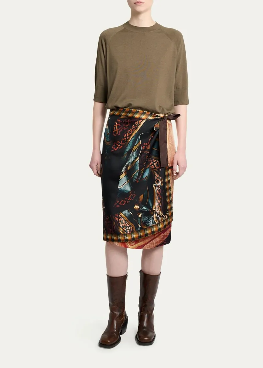 Dries Van Noten Scarfy Multi-Print Wrap Midi Skirt | Thumbnail 2