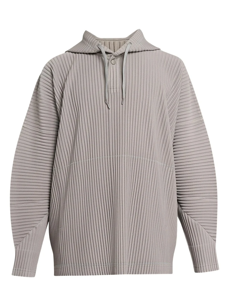 Homme Plissé Issey Miyake Men's Pleated Drawstring Hoodie