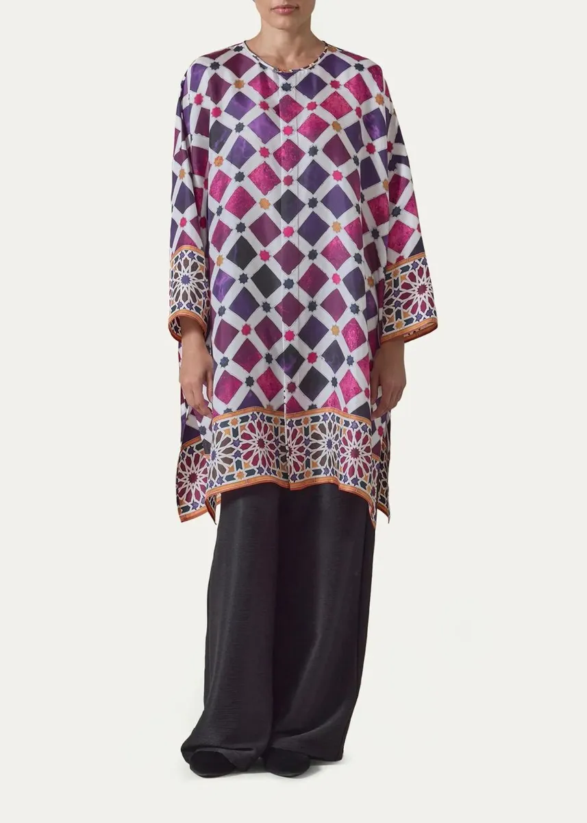 Eskandar Wide Bound Neck Shirt - Very Long With Slits | Thumbnail 2 Eskandar Wide Bound Neck Shirt - Very Long With Slits | Thumbnail 2
