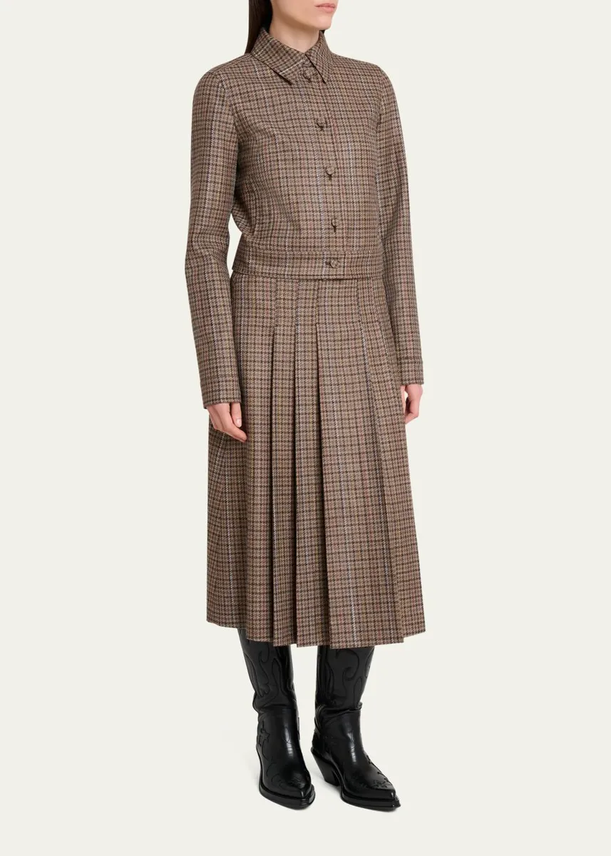 Gabriela Hearst Wesley Houndstooth Pleated Midi Skirt | Thumbnail 2 Gabriela Hearst Wesley Houndstooth Pleated Midi Skirt | Thumbnail 2
