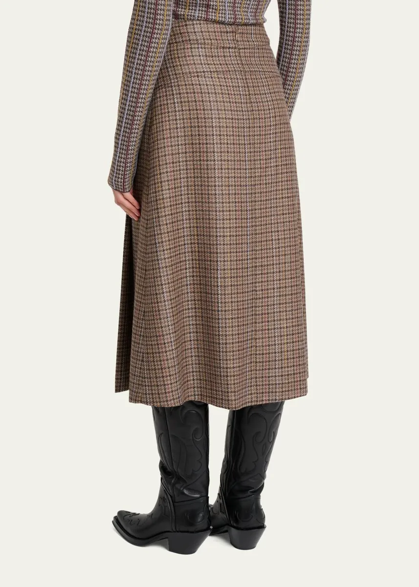 Gabriela Hearst Wesley Houndstooth Pleated Midi Skirt | Thumbnail 3 Gabriela Hearst Wesley Houndstooth Pleated Midi Skirt | Thumbnail 3