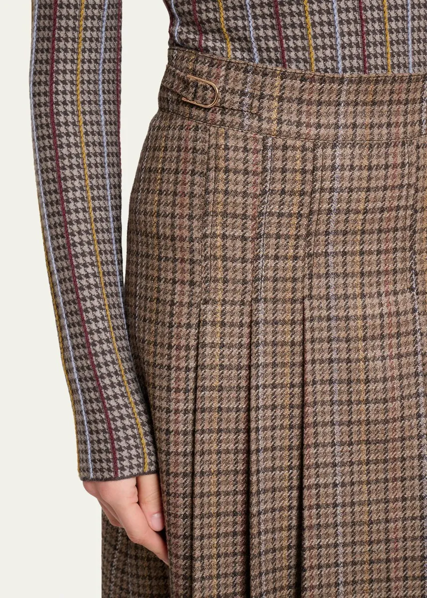 Gabriela Hearst Wesley Houndstooth Pleated Midi Skirt | Thumbnail 5 Gabriela Hearst Wesley Houndstooth Pleated Midi Skirt | Thumbnail 5
