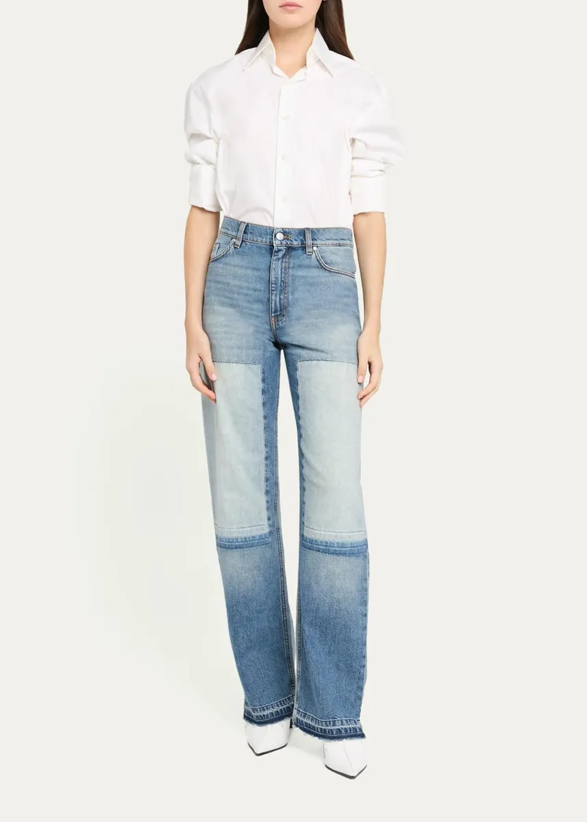 Stella McCartney Mid-Rise Patchwork Straight-Leg Jeans | Thumbnail 2