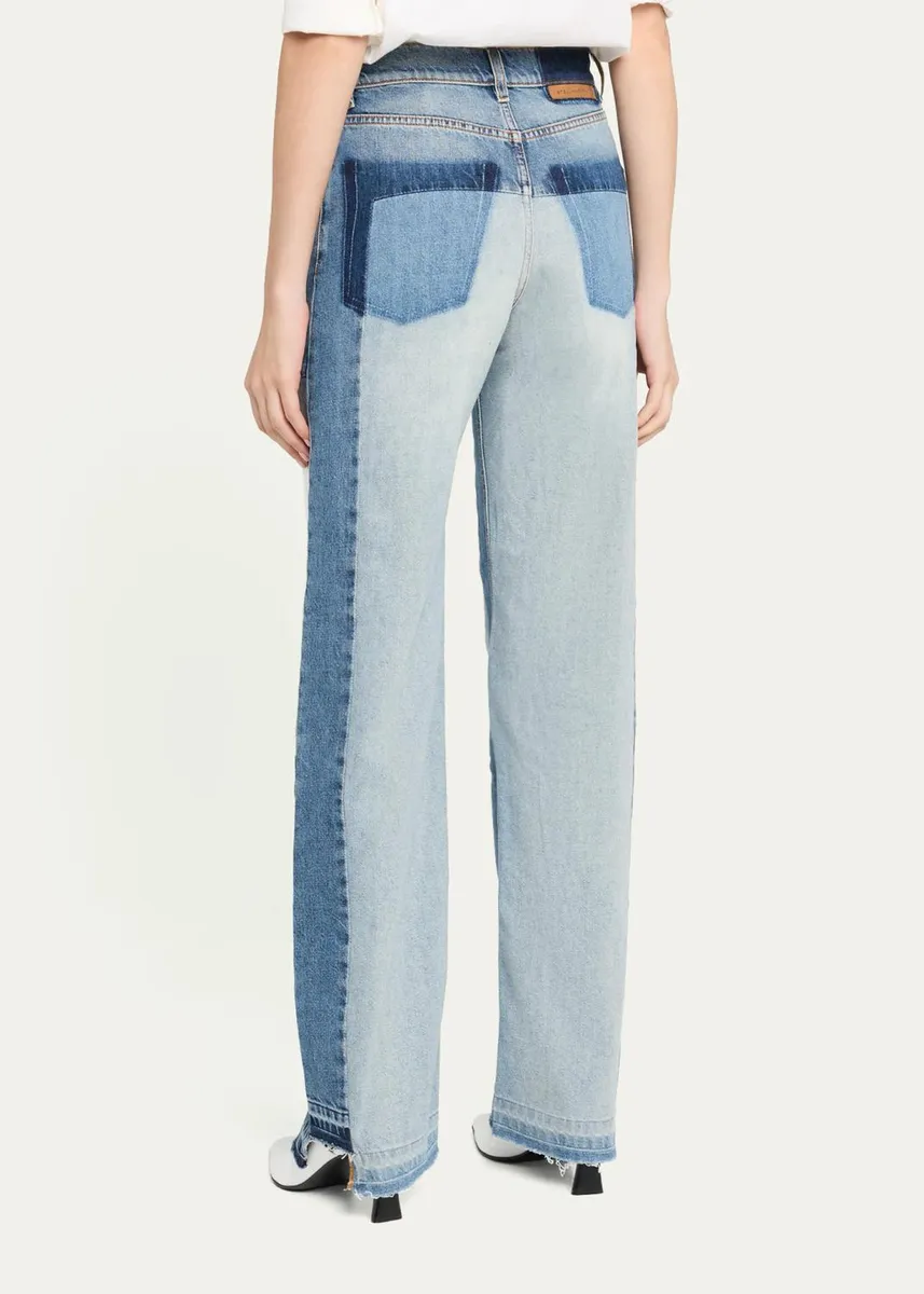 Stella McCartney Mid-Rise Patchwork Straight-Leg Jeans | Thumbnail 3