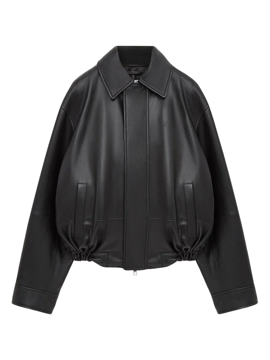 Drawstring Leather Bubble Jacket Drawstring Leather Bubble Jacket