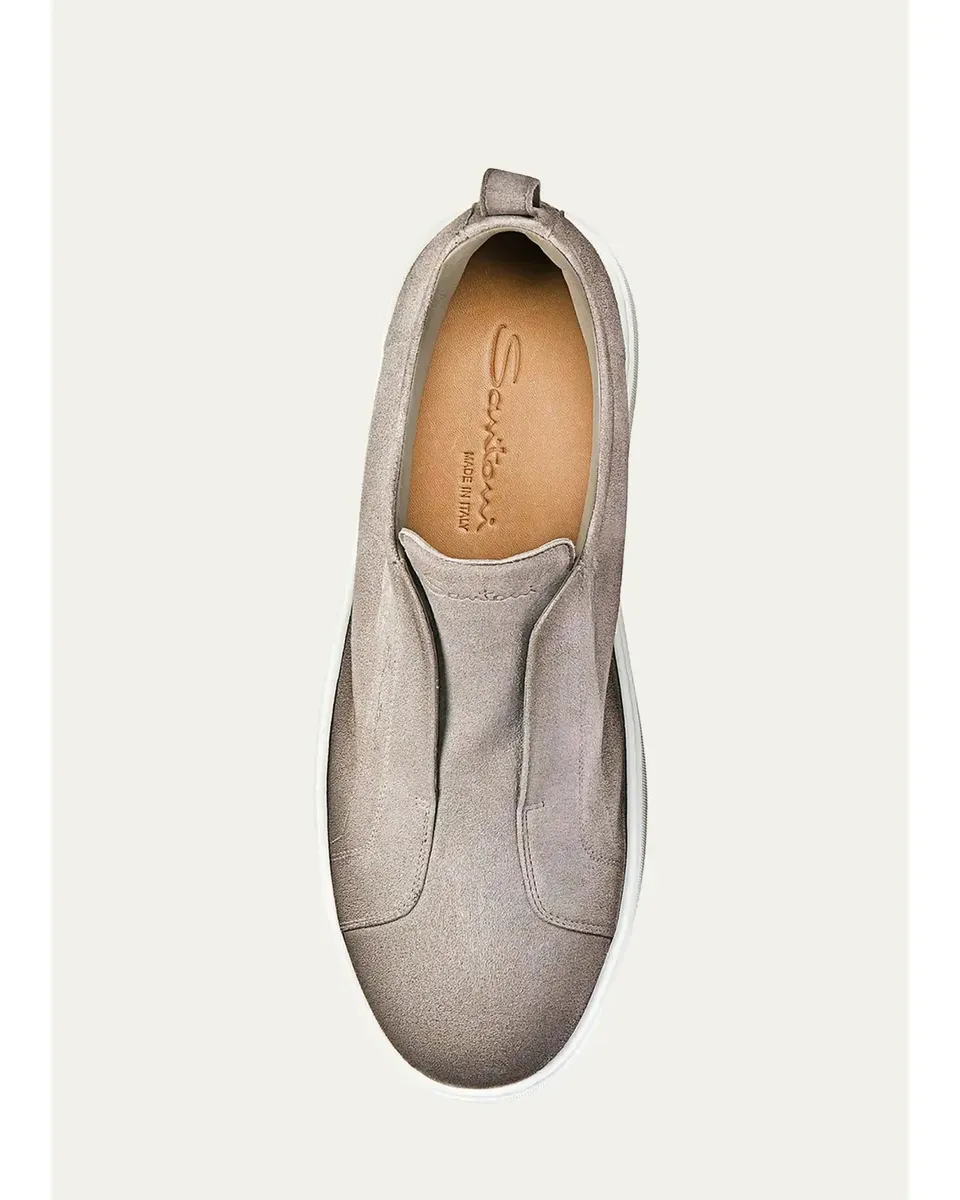 Santoni Men's Victory Logo Suede Slip-On Sneakers | Thumbnail 2 Santoni Men's Victory Logo Suede Slip-On Sneakers | Thumbnail 2