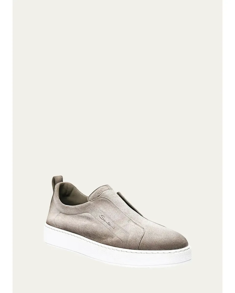 Santoni Men's Victory Logo Suede Slip-On Sneakers | Thumbnail 5 Santoni Men's Victory Logo Suede Slip-On Sneakers | Thumbnail 5