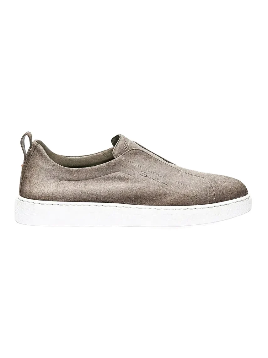 Santoni Men's Victory Logo Suede Slip-On Sneakers
