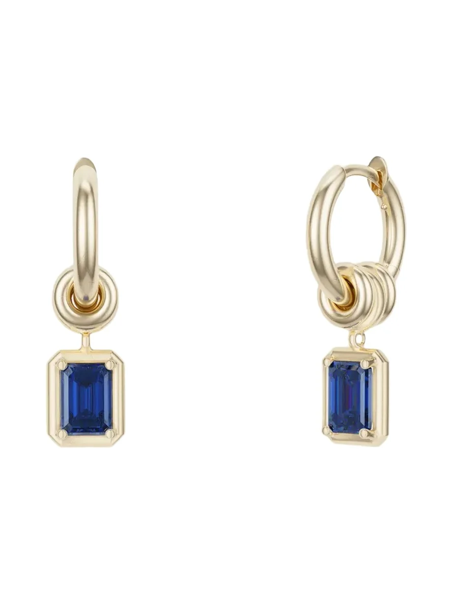 Zahra 18K Gold Emerald-Cut Blue Sapphire Huggie Drop Earrings Zahra 18K Gold Emerald-Cut Blue Sapphire Huggie Drop Earrings