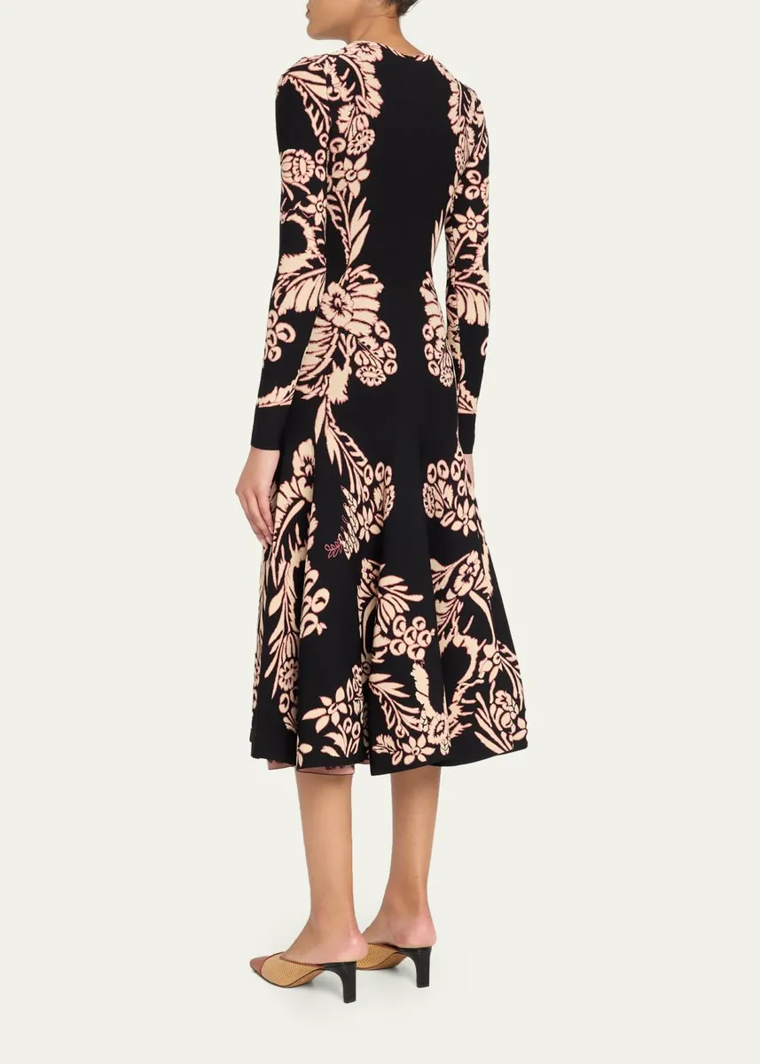 Ulla Johnson Nerissa Jacquard Long-Sleeve Midi Dress | Thumbnail 3 Ulla Johnson Nerissa Jacquard Long-Sleeve Midi Dress | Thumbnail 3