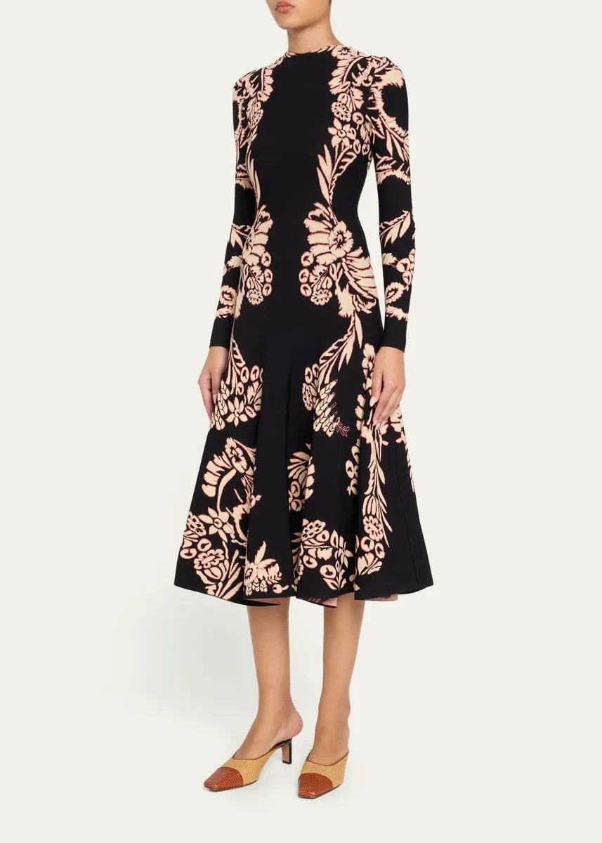 Ulla Johnson Nerissa Jacquard Long-Sleeve Midi Dress | Thumbnail 4 Ulla Johnson Nerissa Jacquard Long-Sleeve Midi Dress | Thumbnail 4