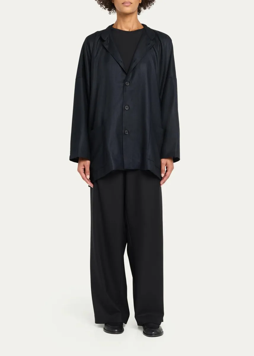 Eskandar Silk Cashmere Mandarin Jacket - Long | Thumbnail 2 Eskandar Silk Cashmere Mandarin Jacket - Long | Thumbnail 2
