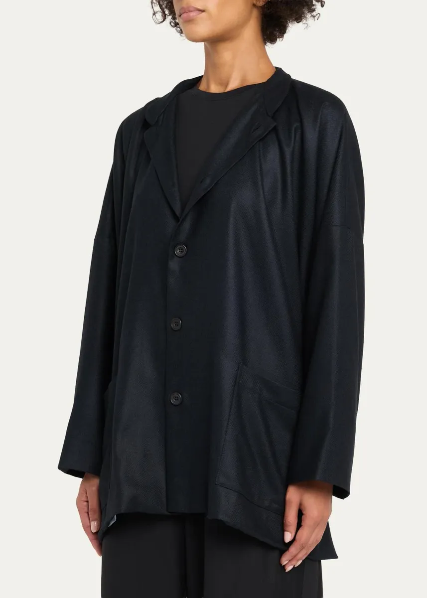 Eskandar Silk Cashmere Mandarin Jacket - Long | Thumbnail 4 Eskandar Silk Cashmere Mandarin Jacket - Long | Thumbnail 4
