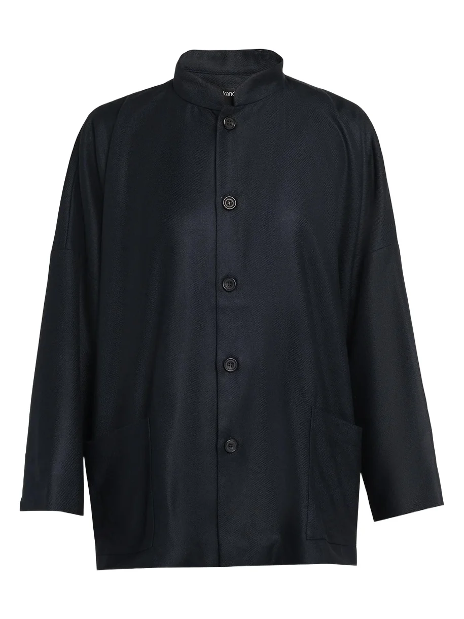 Silk Cashmere Mandarin Jacket - Long Silk Cashmere Mandarin Jacket - Long