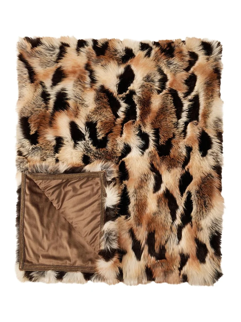 Lyla Grant Leopard-Print Faux Fox Throw, 60" x 72"