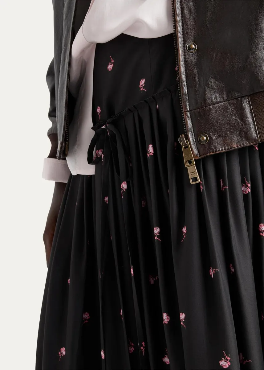 Prada Floral Silk-Blend A-Line Midi Skirt | Thumbnail 4
