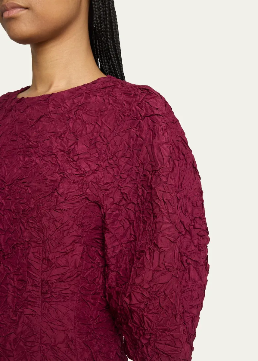 Proenza Schouler Alin Crushed Silk Curved-Sleeve Midi Dress | Thumbnail 5 Proenza Schouler Alin Crushed Silk Curved-Sleeve Midi Dress | Thumbnail 5