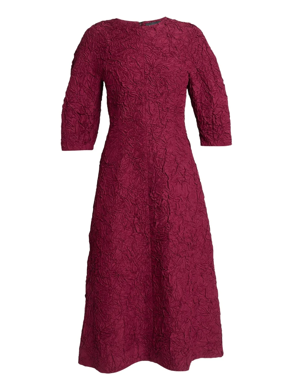 Alin Crushed Silk Curved-Sleeve Midi Dress Alin Crushed Silk Curved-Sleeve Midi Dress