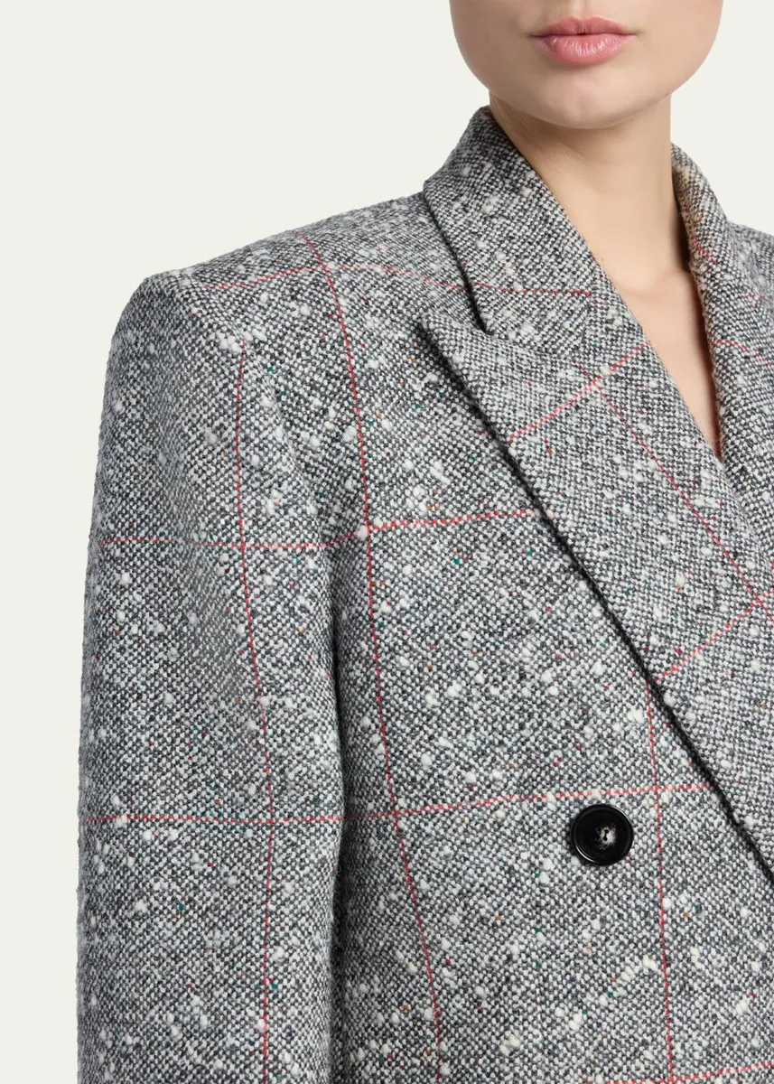 Stella McCartney Double-Breasted Check Boucle Long Coat | Thumbnail 5