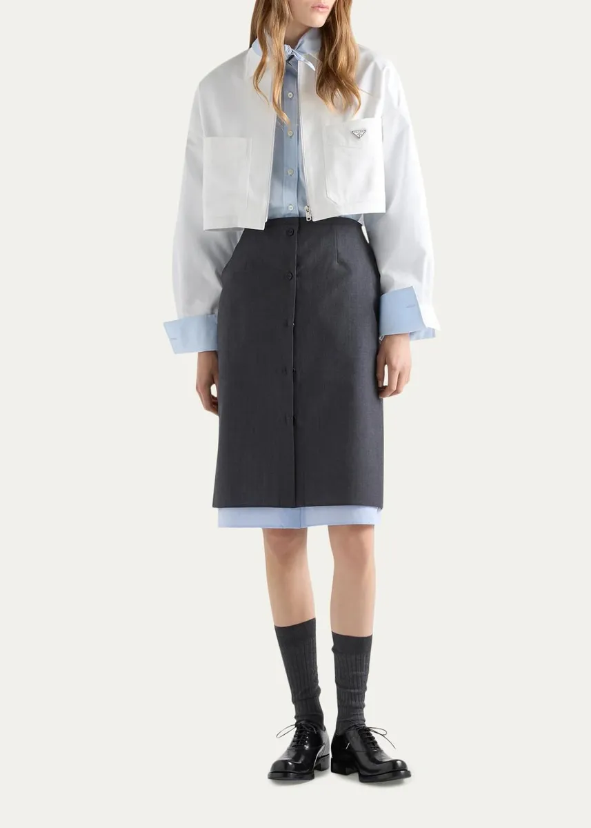 Prada Logo Cotton Crop Jacket | Thumbnail 2 Prada Logo Cotton Crop Jacket | Thumbnail 2