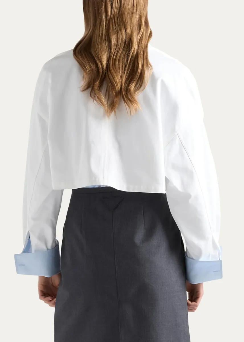 Prada Logo Cotton Crop Jacket | Thumbnail 3 Prada Logo Cotton Crop Jacket | Thumbnail 3