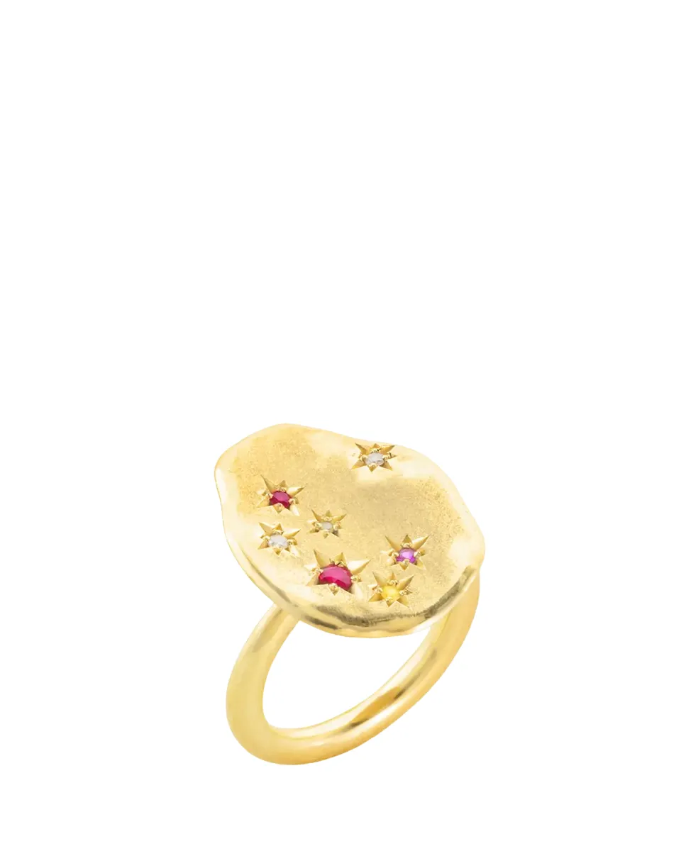 Mellerio 18K Yellow Gold Starry Night Ring with Diamonds and Rubies | Thumbnail 2 Mellerio 18K Yellow Gold Starry Night Ring with Diamonds and Rubies | Thumbnail 2