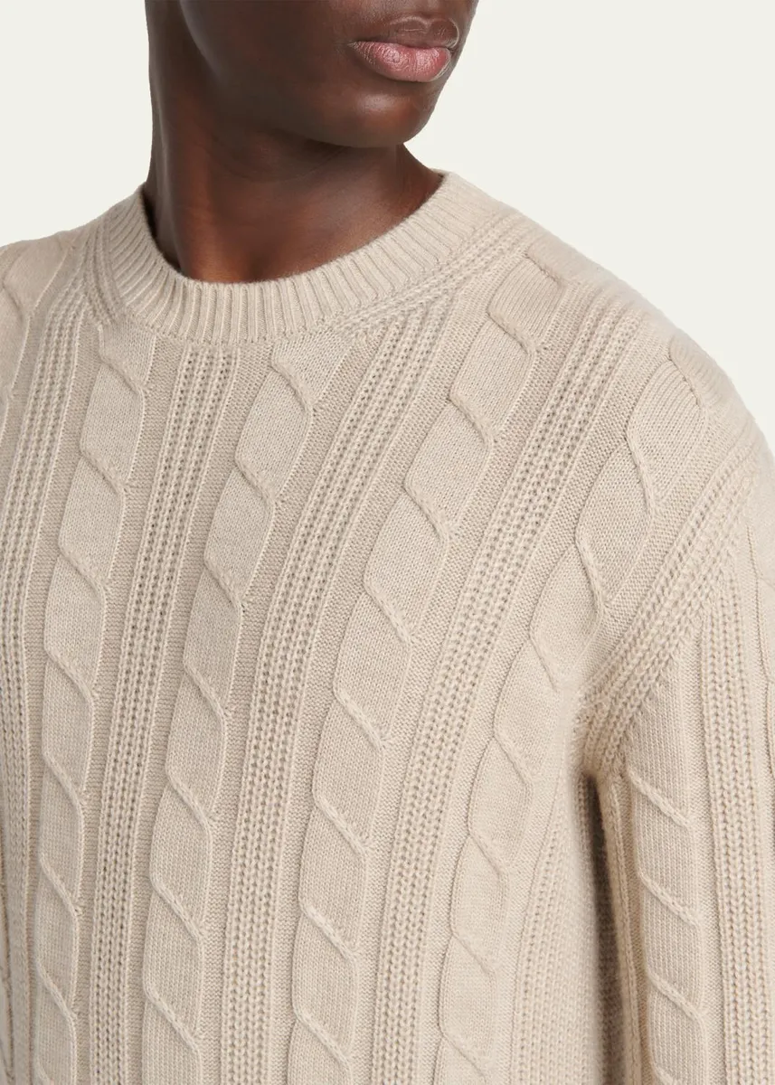 Zegna Men's 7gg Oasi Cashmere Cable Crewneck Sweater | Thumbnail 5